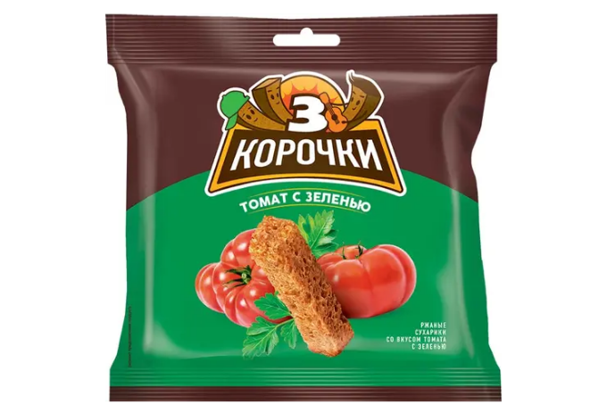 3 Korochki Domates & Yeşillik Aromalı Çavdar Krutonları